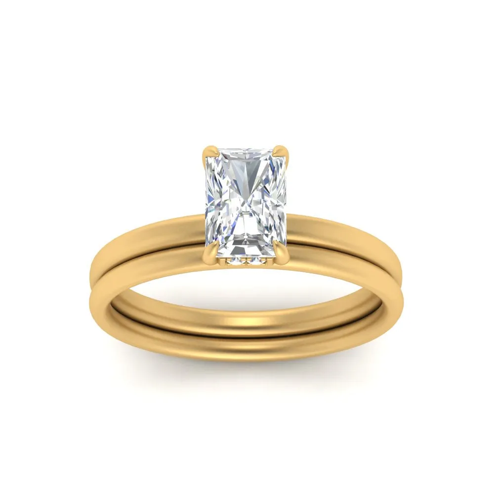 0.50 To 5 Carat Delicate Hidden Halo Lab Diamond Bridal Set 14K Gold