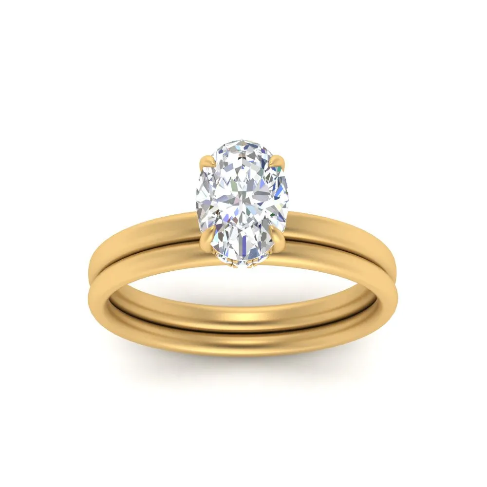 0.50 To 5 Carat Delicate Hidden Halo Lab Diamond Bridal Set 14K Gold