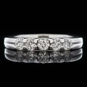 0.50ct ROUND DIAMOND H VS 5 STONE WEDDING BAND STACKING COCKTAIL RING WHITE GOLD