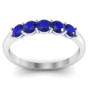 0.50cttw Shared Prong Blue Sapphire Five Stone Ring