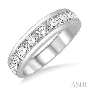 1 1/2 ctw Channel Set 11 Stone Round Cut Diamond Wedding Band in 14K White Gold