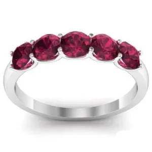 1.00cttw U Prong Garnet Five Stone Band