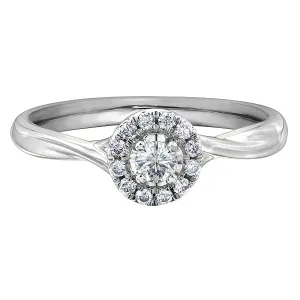 10k White Gold Canadian Diamond Halo Engagement Ring