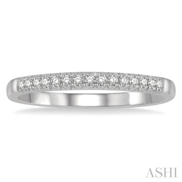 1/10 ctw 15Stones Round Cut Diamond Wedding Band in 14K White Gold