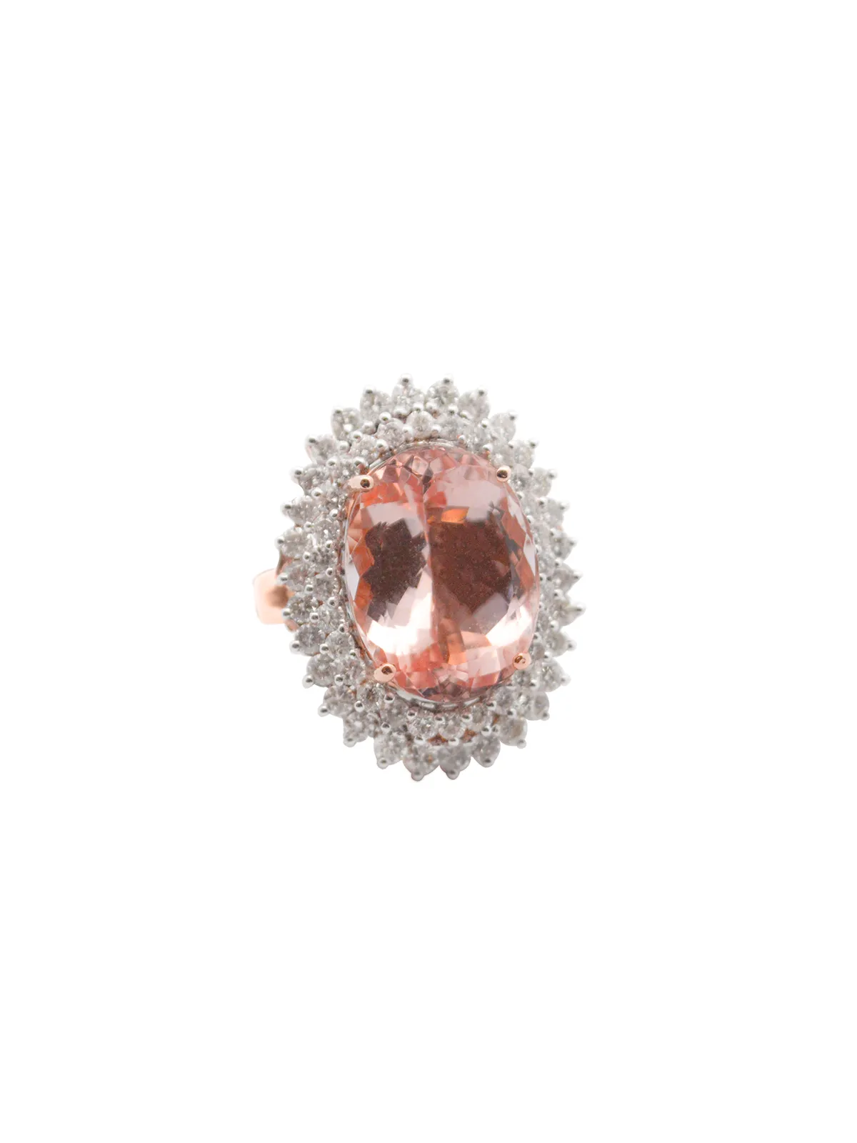 13.1ct Diamond Morganite 14K Gold Halo Cocktail Ring