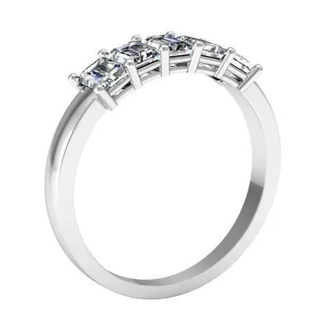 1.35cttw Forever One Emerald Cut Moissanite Five Stone Ring