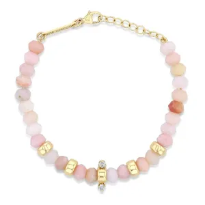 14k Gold & Faceted Pink Opal Rondelle Bead Bracelet