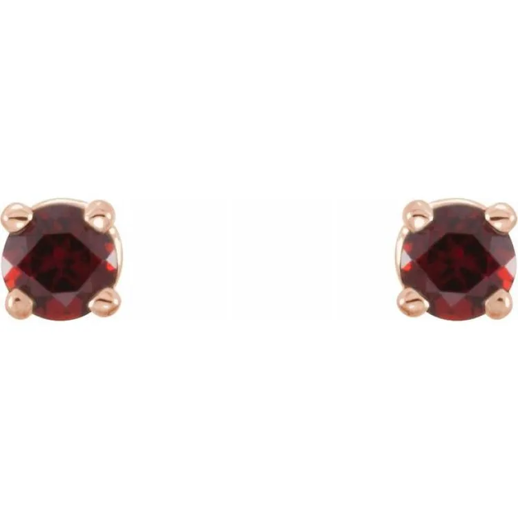 14K Rose 2.5 mm Natural Mozambique Garnet Stud Earrings