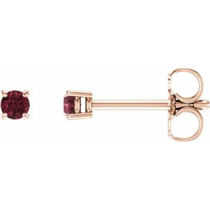 14K Rose 2.5 mm Natural Mozambique Garnet Stud Earrings