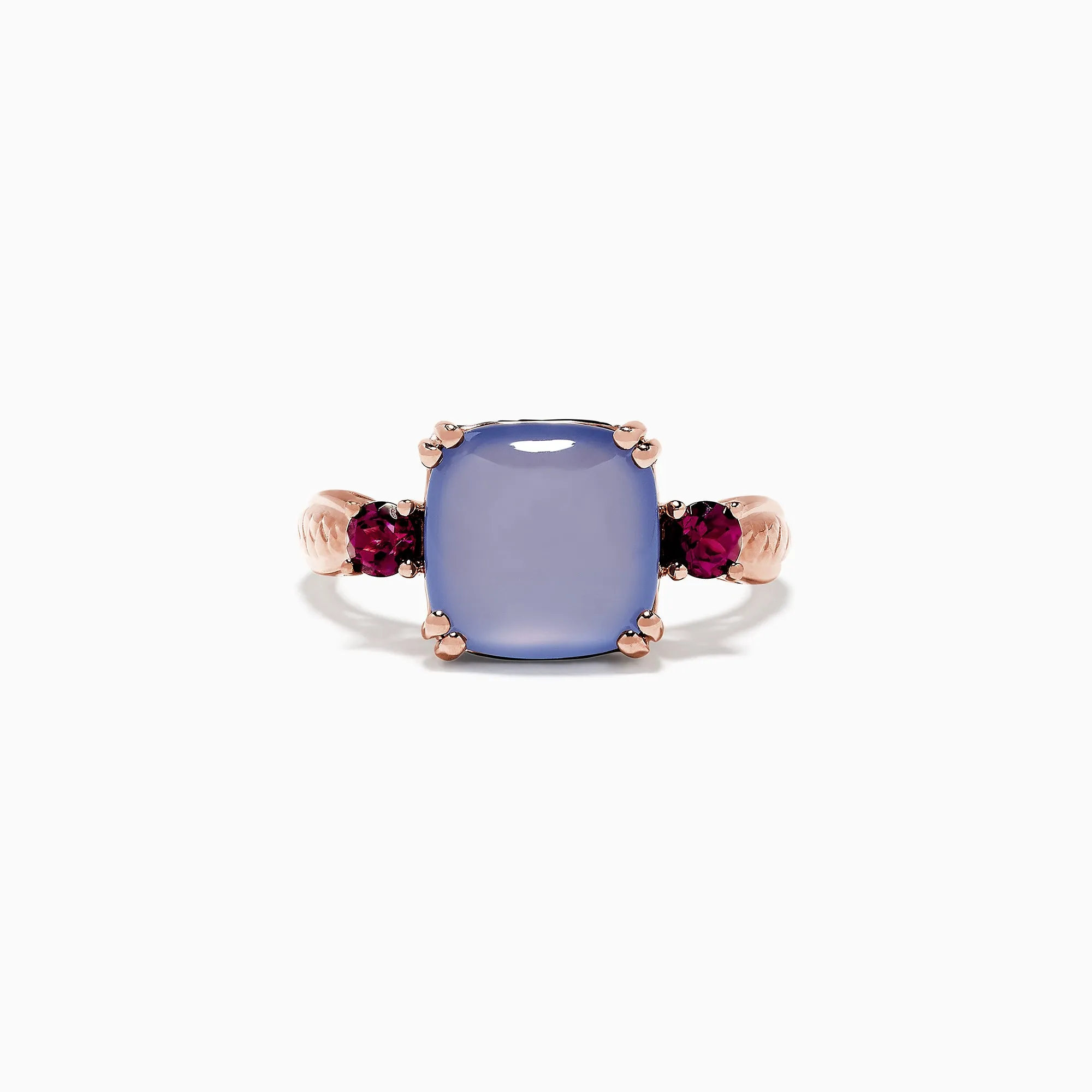 14K Rose Gold Chalcedony, Rhodolite Garnet and Diamond Ring, 4.42 TCW