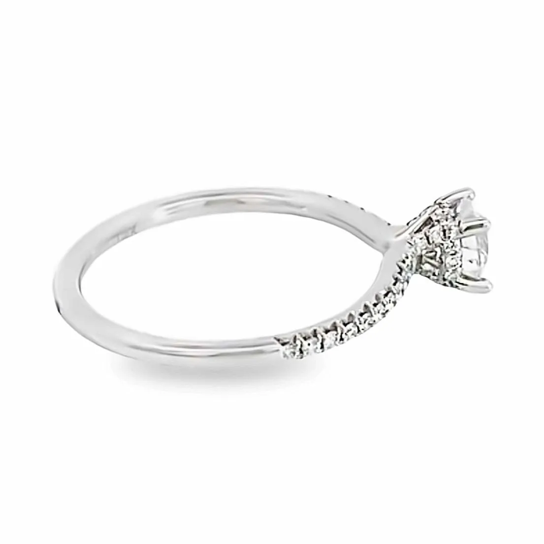 14K White Gold Diamond Hidden Halo Engagement Ring