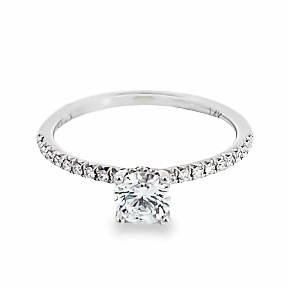 14K White Gold Diamond Hidden Halo Engagement Ring