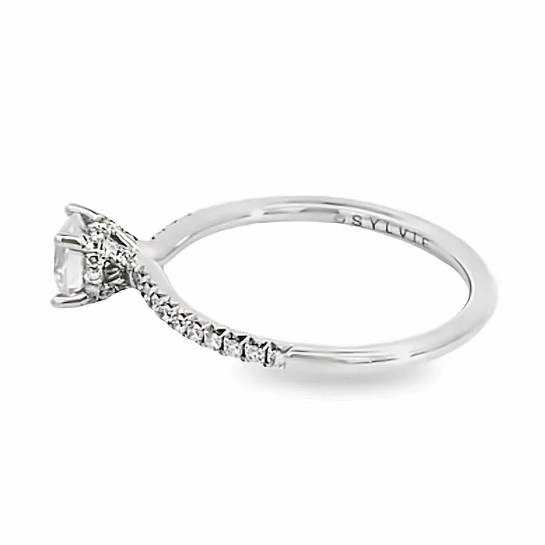 14K White Gold Diamond Hidden Halo Engagement Ring