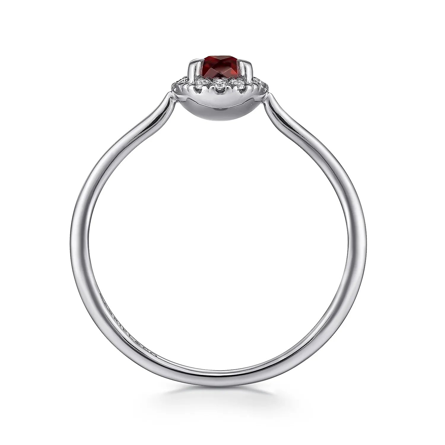 14K White Gold Garnet and Diamond Halo Promise Ring