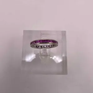 14K  WHITE GOLD RUBY ETERNITY BAND Womerns Size 6