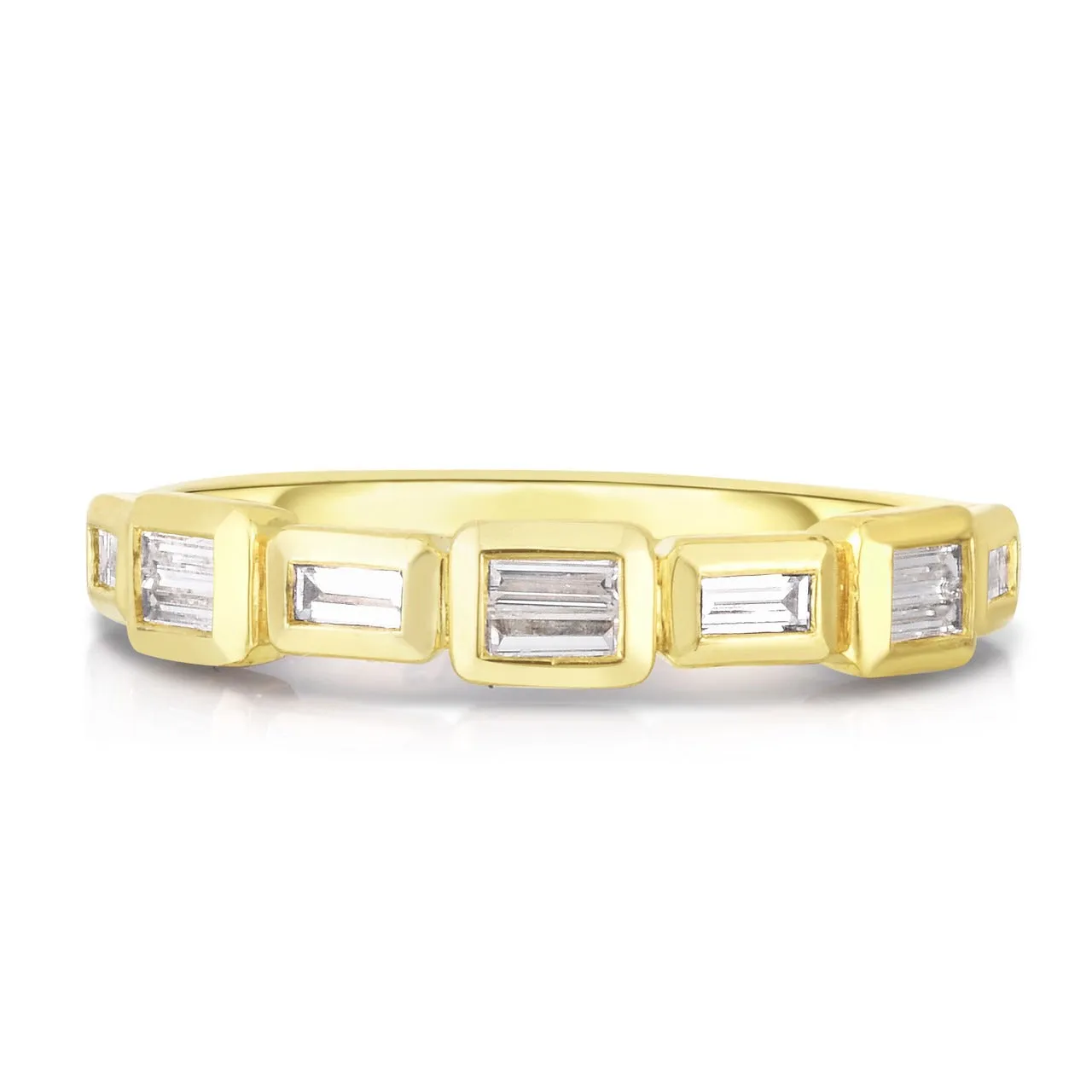 14K Yellow Gold 0.29Ct (10) Baguette Diamond Band, Size 6.5