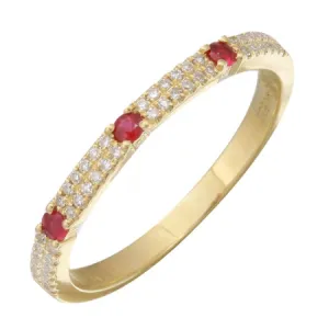 14K Yellow Gold Diamond   Ruby Stacking Ring