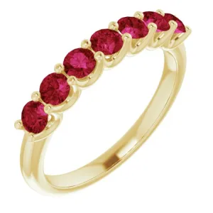 14K Yellow Natural Ruby Anniversary Band