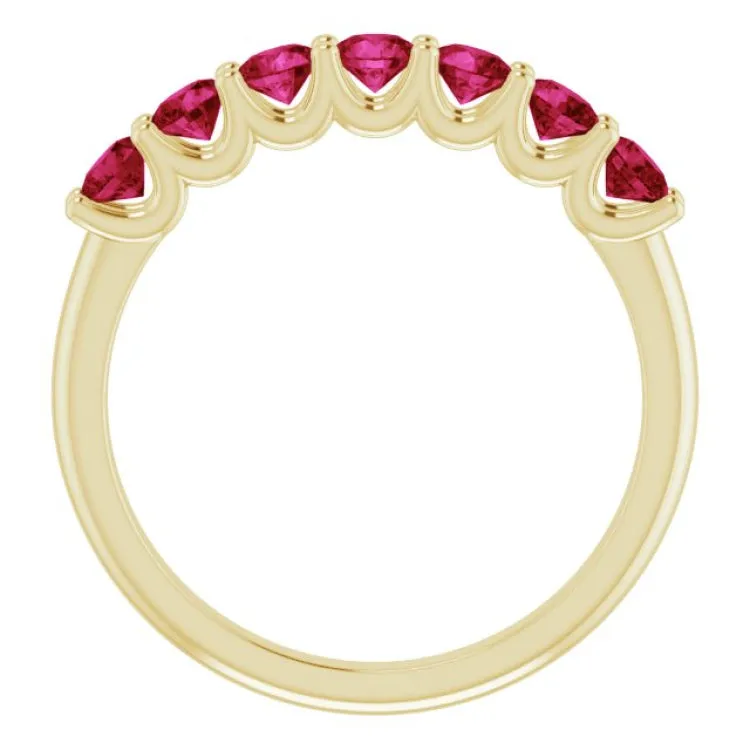 14K Yellow Natural Ruby Anniversary Band