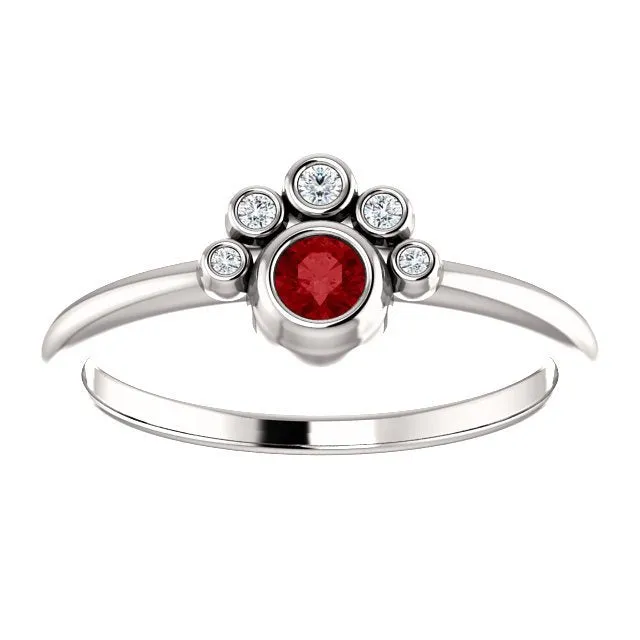 14KT GOLD 0.16 CT RUBY & 0.04 CTW DIAMOND BEZEL-SET STACKABLE RING