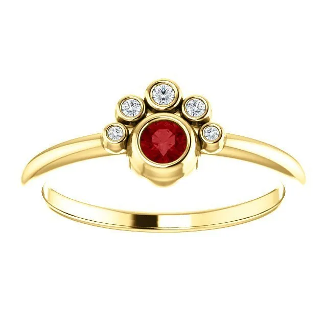 14KT GOLD 0.16 CT RUBY & 0.04 CTW DIAMOND BEZEL-SET STACKABLE RING