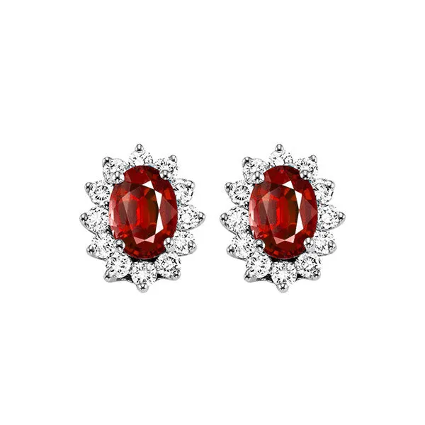 14KT WHITE GOLD DIAMOND (3/8CTW) & RUBY (1 CTW) EARRING