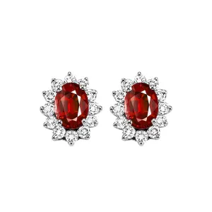 14KT WHITE GOLD DIAMOND (3/8CTW) & RUBY (1 CTW) EARRING