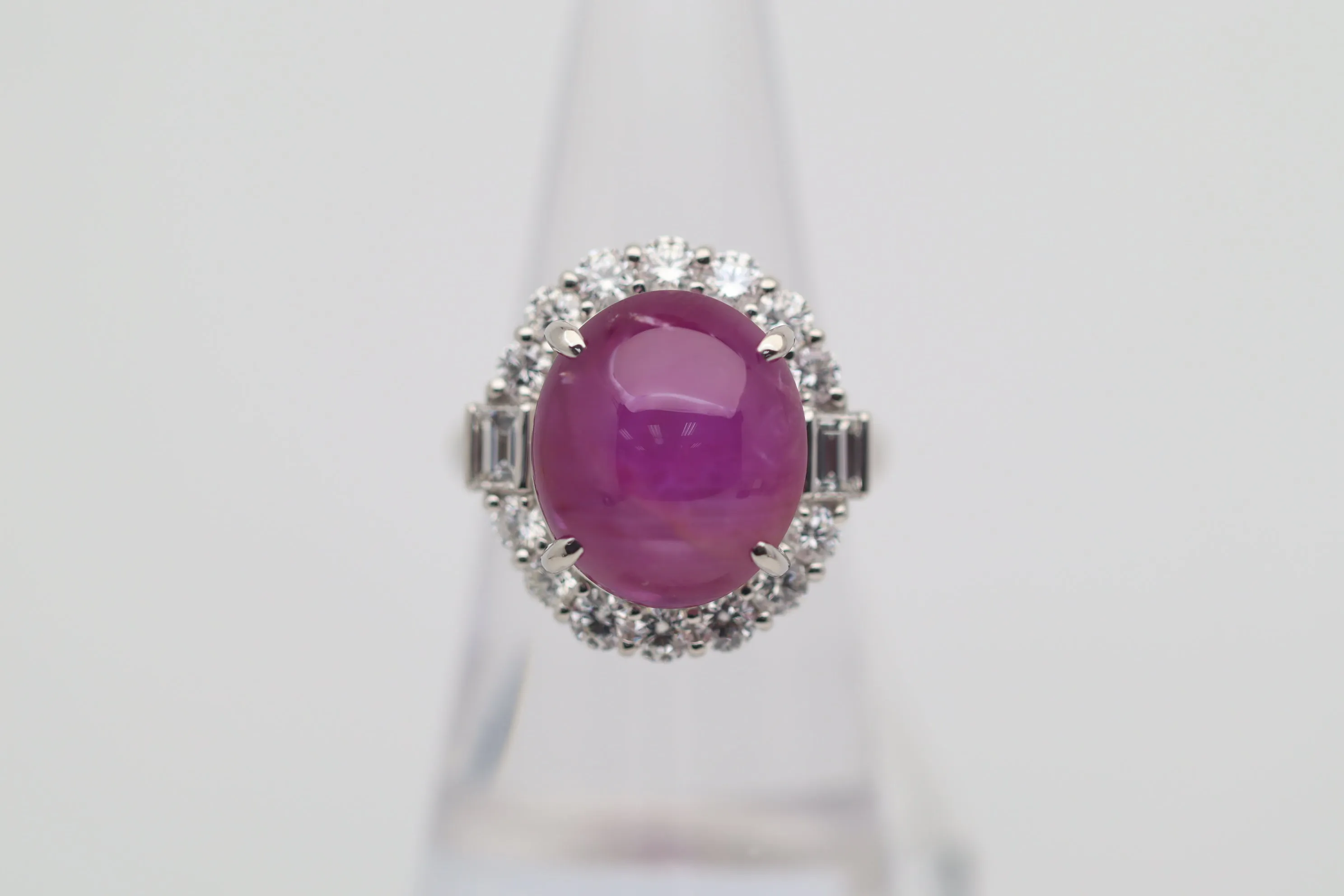 15.40 Carat Star Ruby Diamond Platinum Cocktail Ring