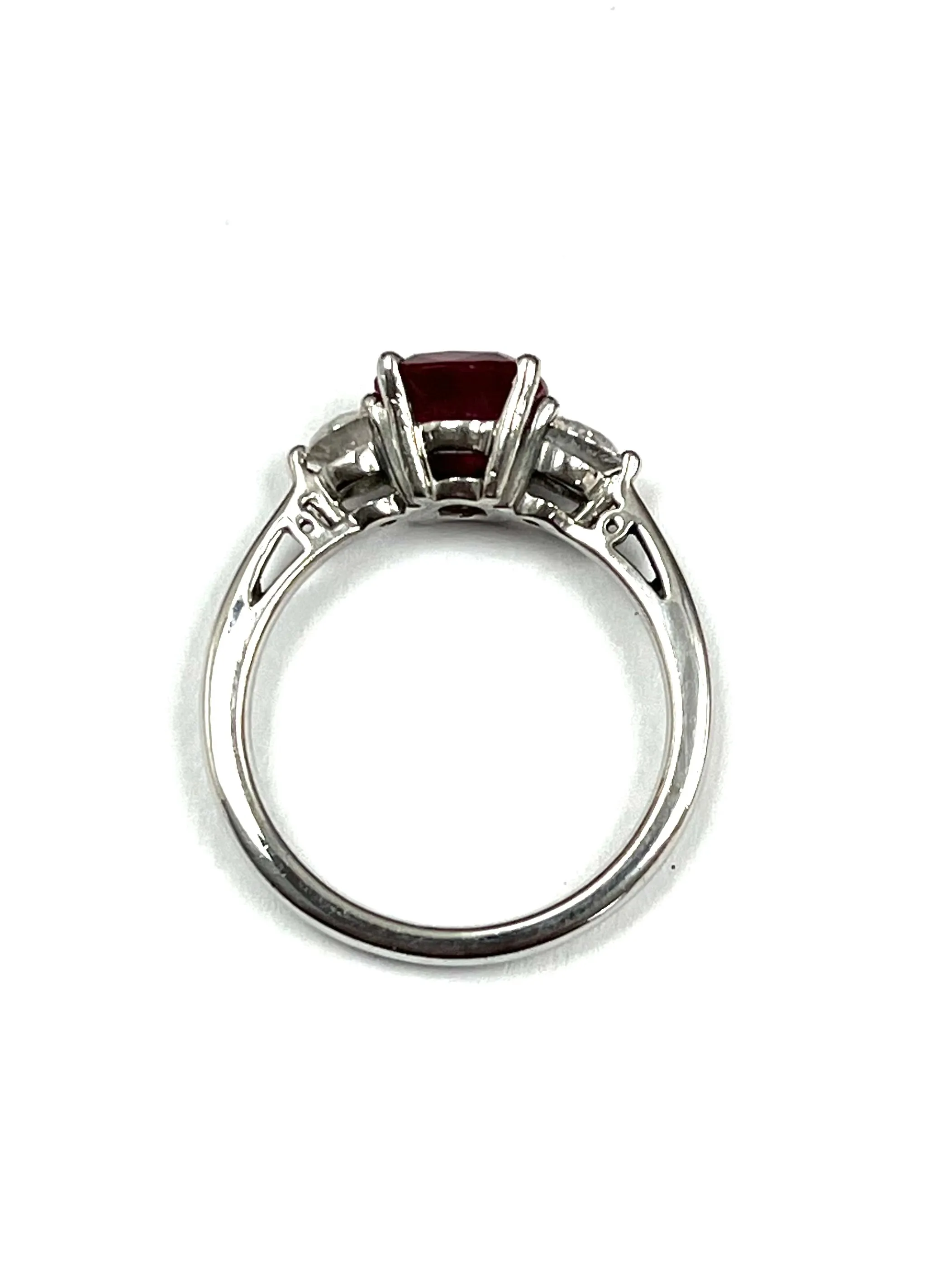 18ct White Gold 1.70cts Ruby & 0.45cts Diamond Ring