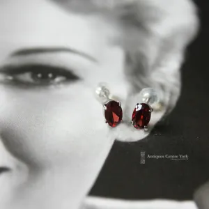 18ct White Gold Garnet Earrings