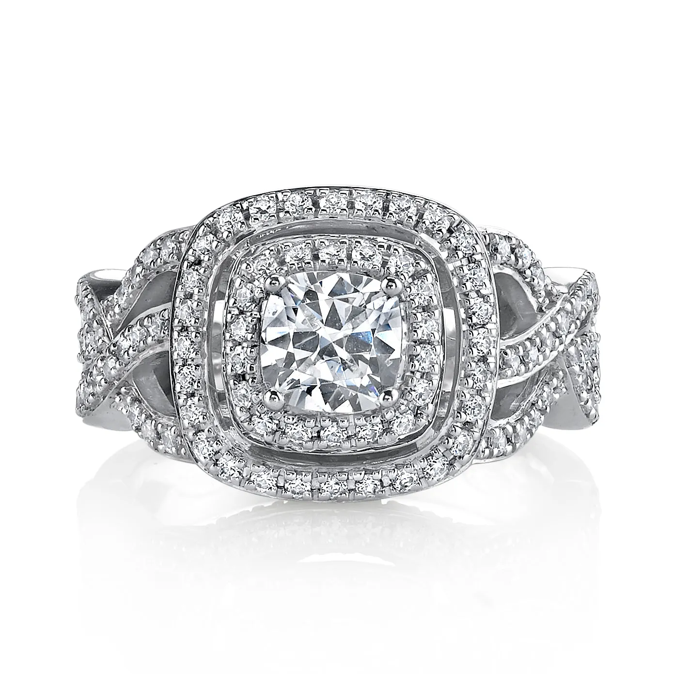 18K White Gold Double Halo Diamond Engagement Ring