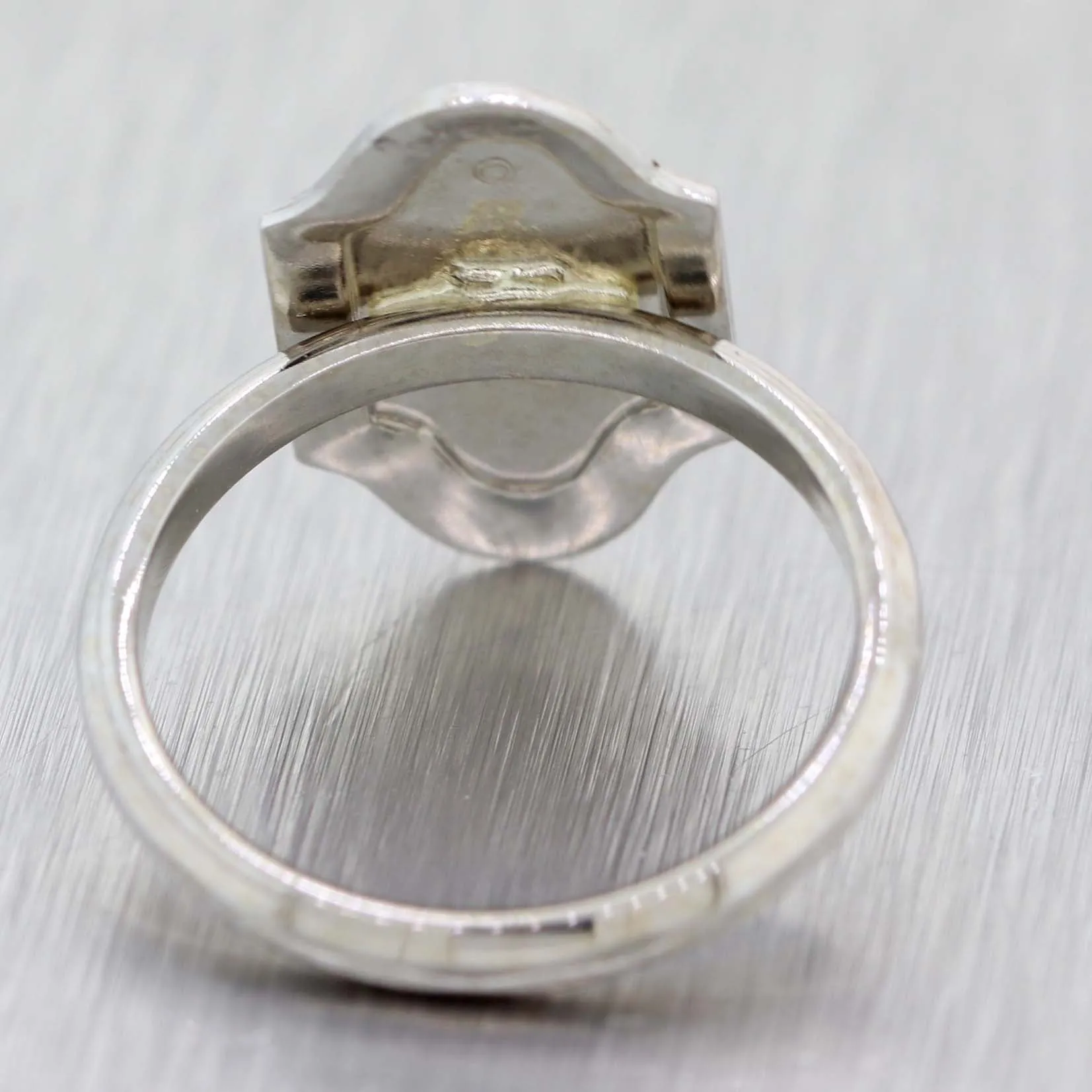 1930s Antique Art Deco Estate 14k White Gold .04ctw Diamond Cocktail Ring