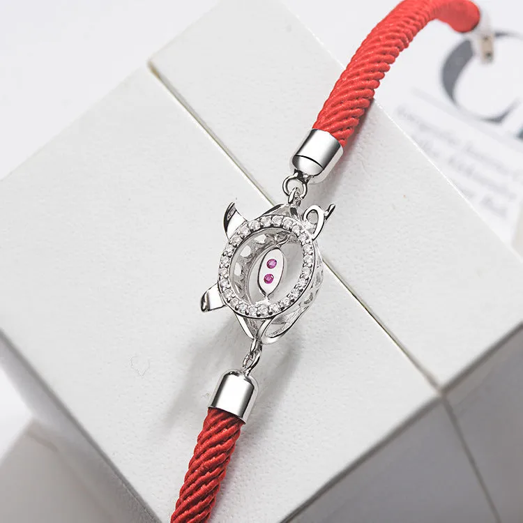 2019 New Concept S925 Silver Pig Zodiac Bracelet Korean Style Hollow Micro Inlaid Jewelry