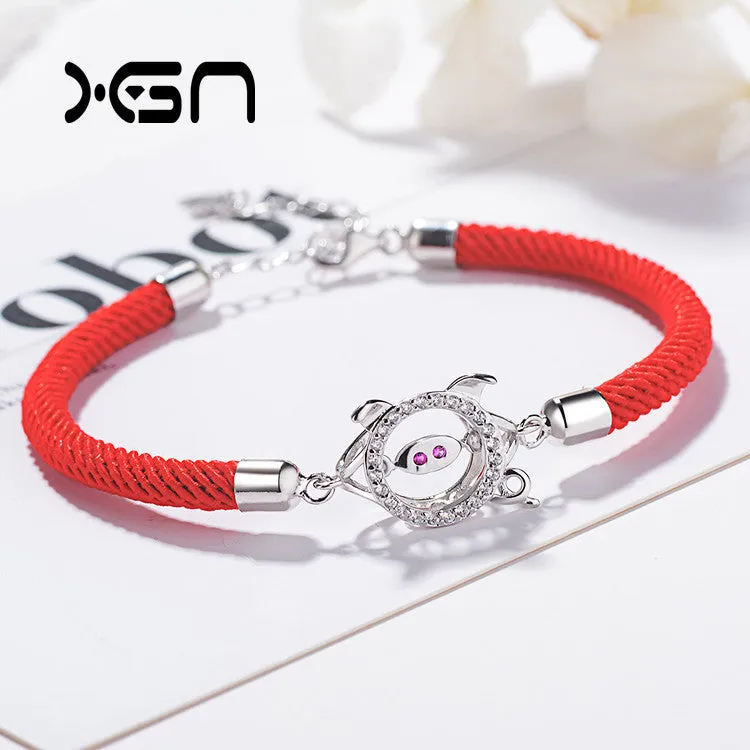 2019 New Concept S925 Silver Pig Zodiac Bracelet Korean Style Hollow Micro Inlaid Jewelry