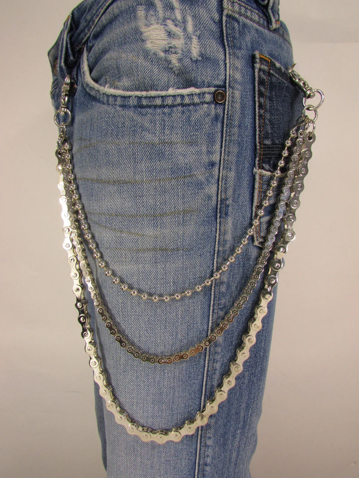 25" 3-Strand Motorcycle & Ball Wallet Chain