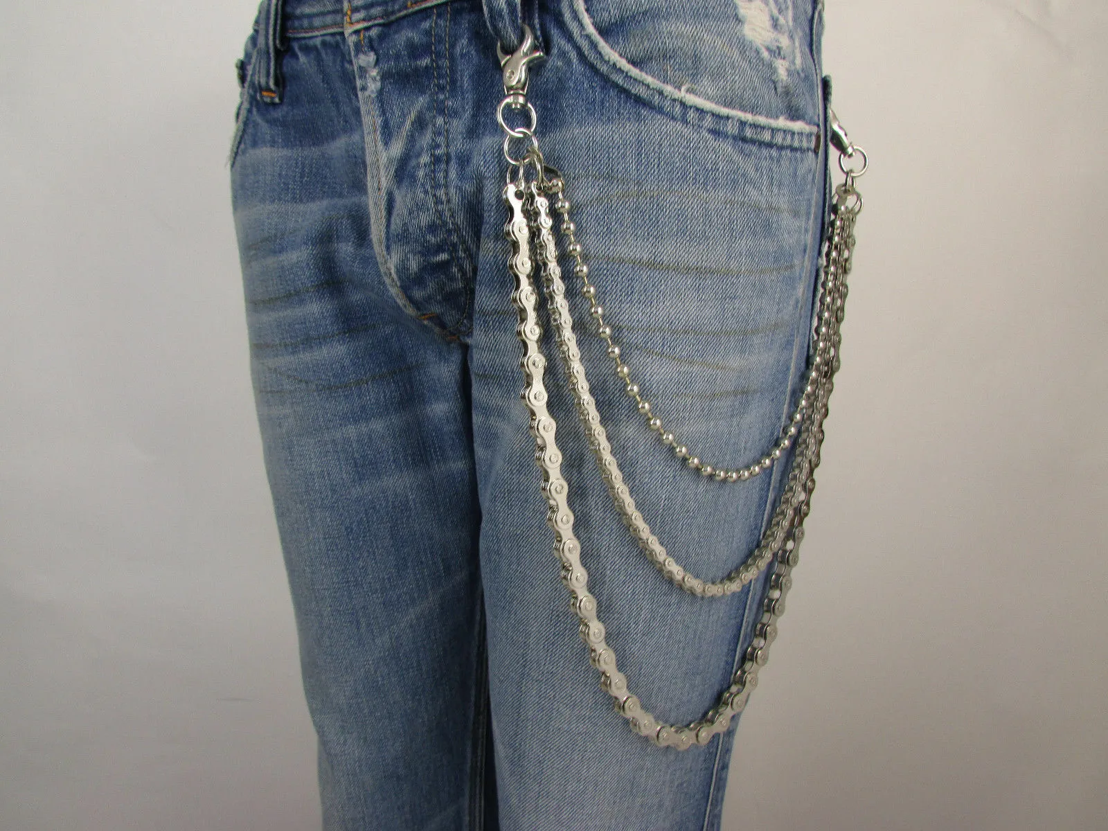 25" 3-Strand Motorcycle & Ball Wallet Chain