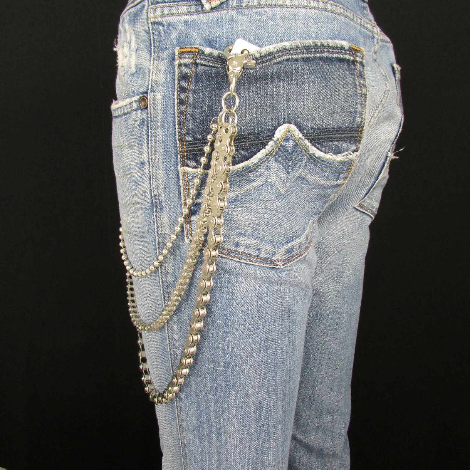 25" 3-Strand Motorcycle & Ball Wallet Chain