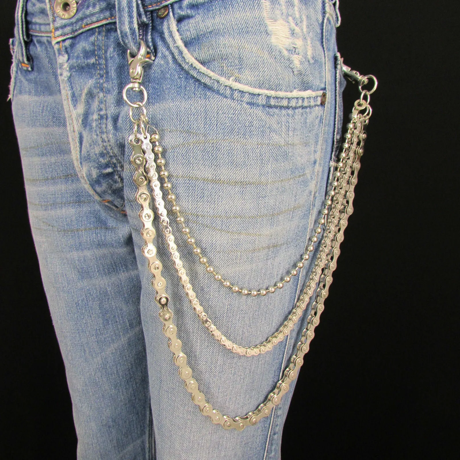 25" 3-Strand Motorcycle & Ball Wallet Chain