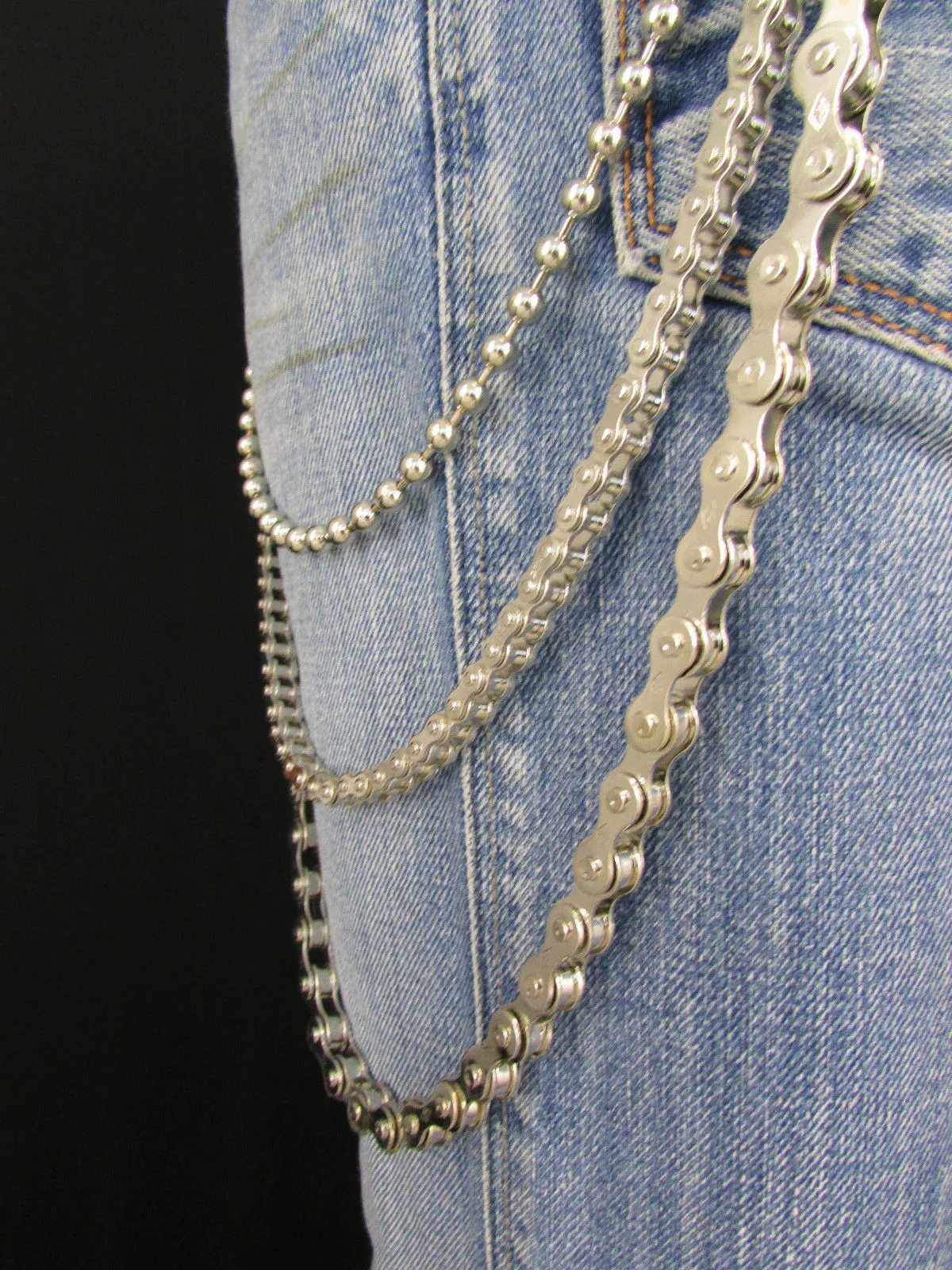 25" 3-Strand Motorcycle & Ball Wallet Chain