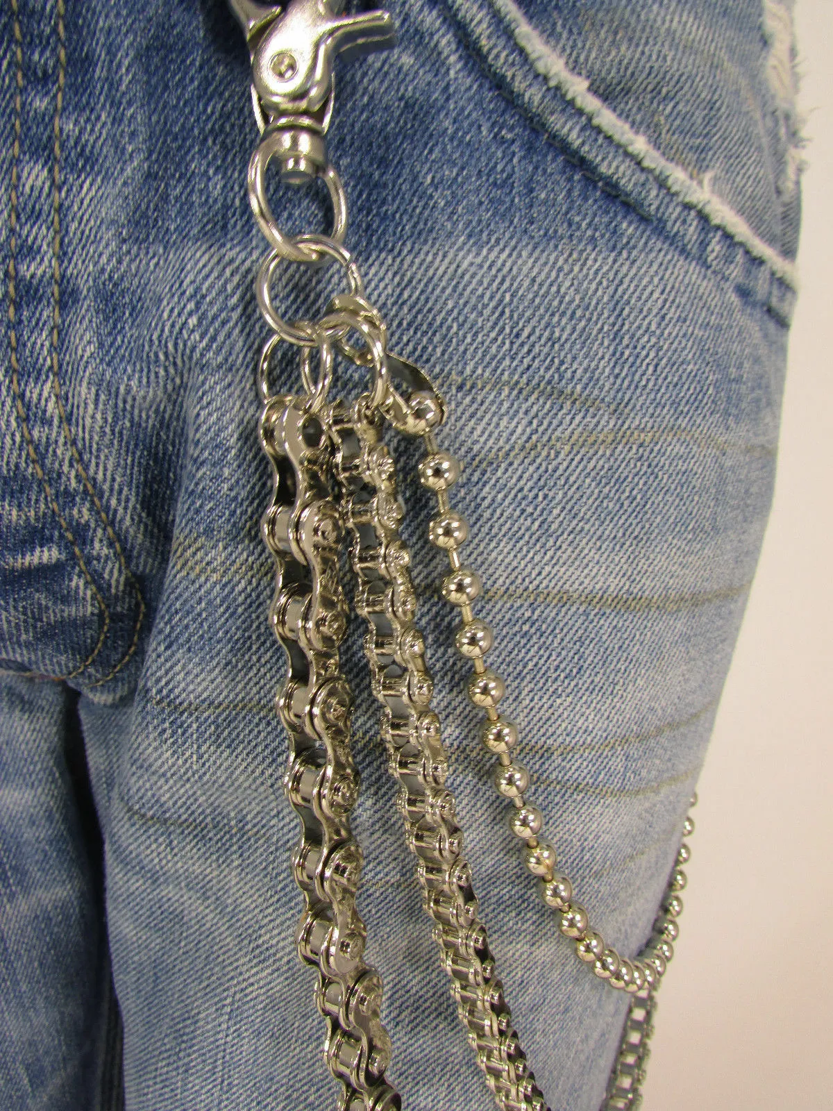 25" 3-Strand Motorcycle & Ball Wallet Chain