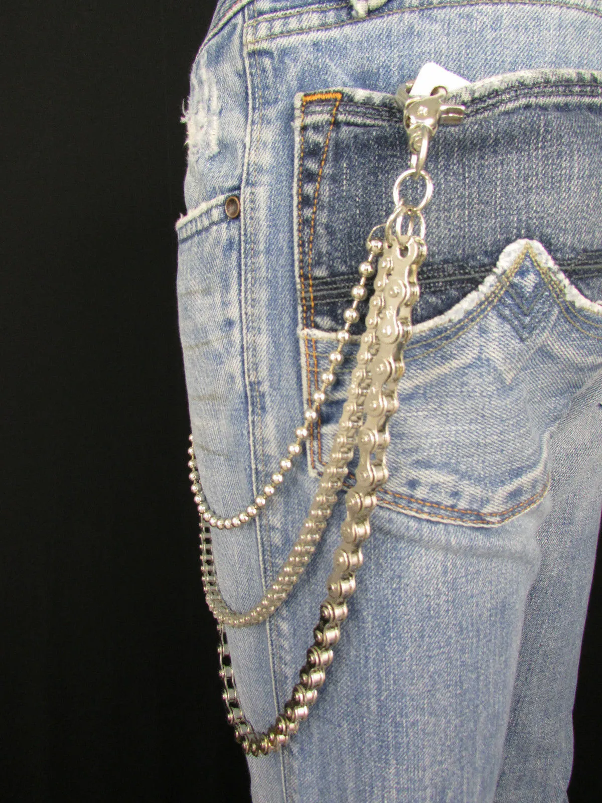 25" 3-Strand Motorcycle & Ball Wallet Chain