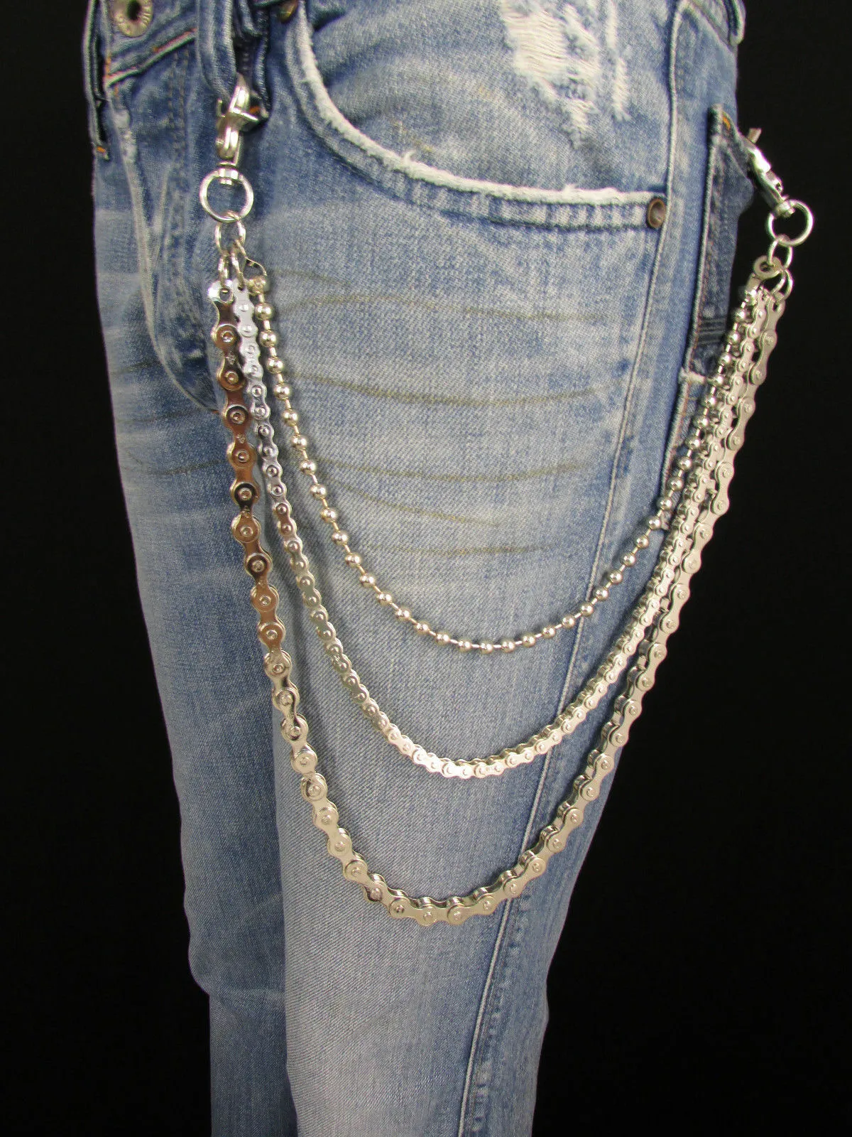 25" 3-Strand Motorcycle & Ball Wallet Chain