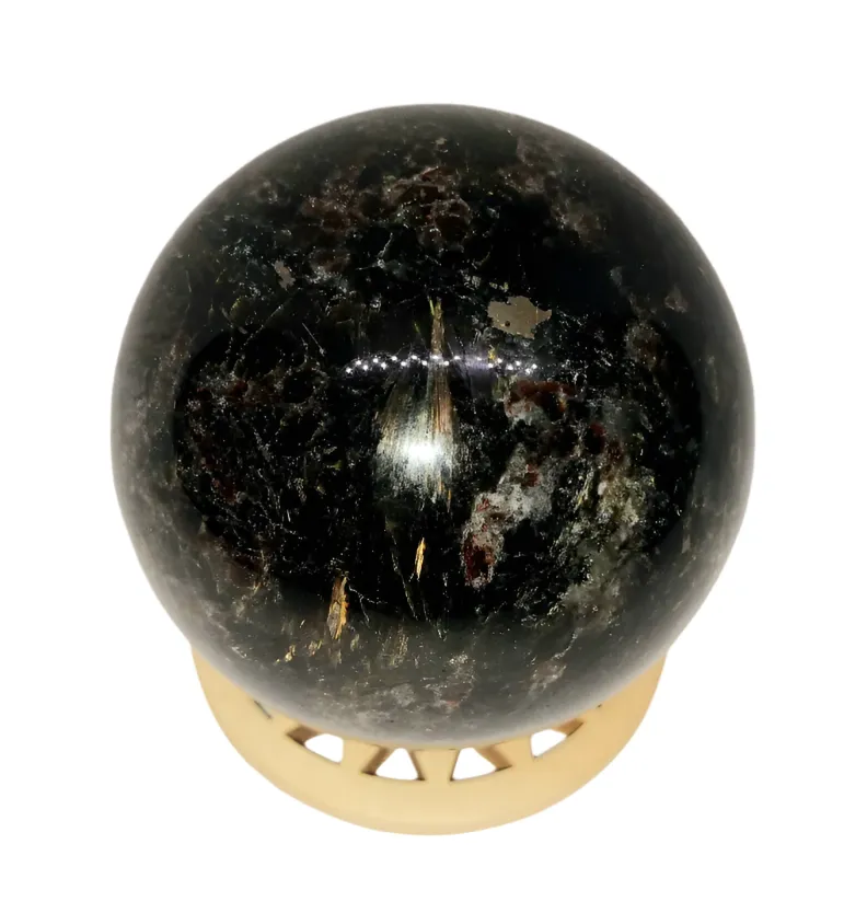 275G Golden Firework Garnet Crystal Sphere