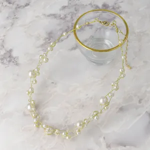 3 Layer Wire Pearlized Necklace