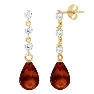 3.3 Carat 14K Solid Yellow Gold Prance Garnet Diamond Earrings