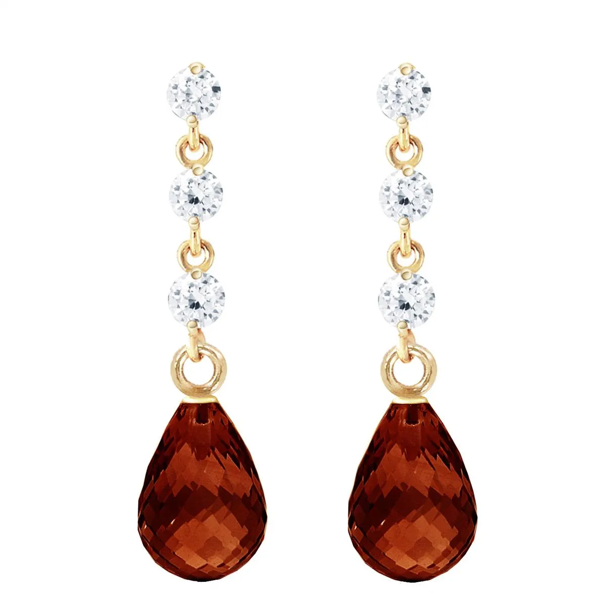 3.3 Carat 14K Solid Yellow Gold Prance Garnet Diamond Earrings