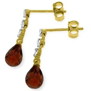 3.3 Carat 14K Solid Yellow Gold Prance Garnet Diamond Earrings