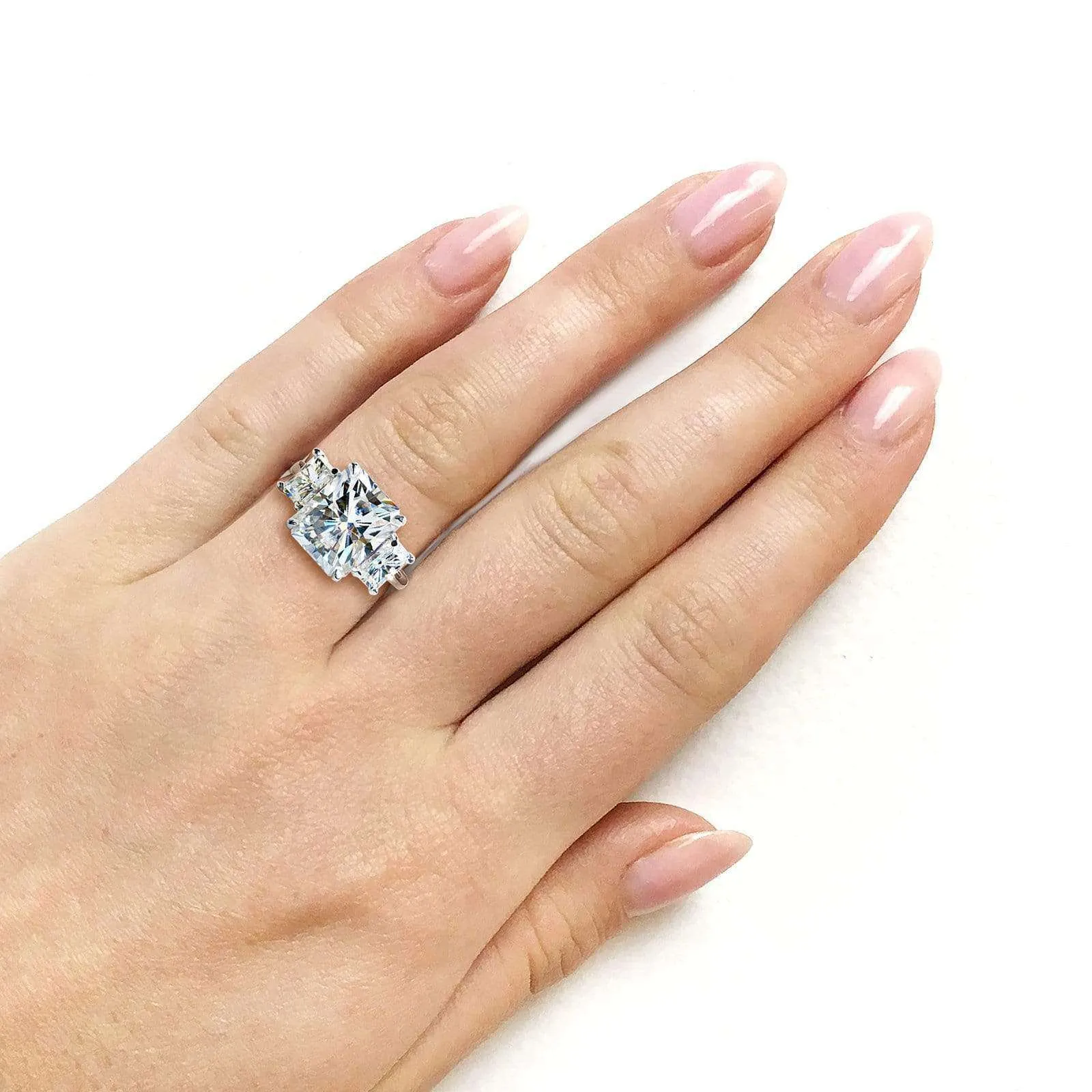 6 3/4 Carats Radiant Moissanite 3-Stone Ring