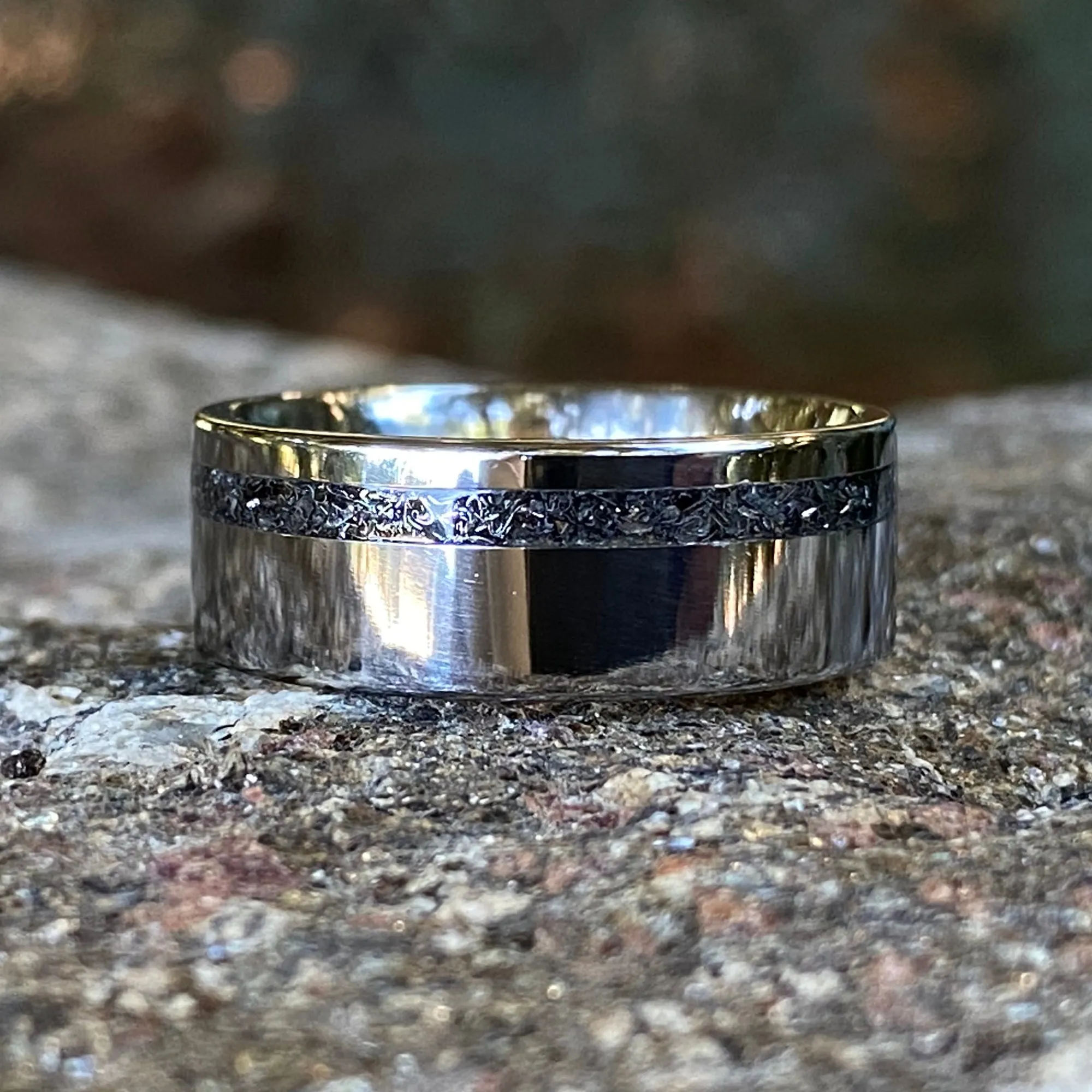 8mm Custom Made Mens Wedding Band with Sherman Tank Inlay - Custom Made Titanium Mens Wedding Rings - Unique Mens Rings