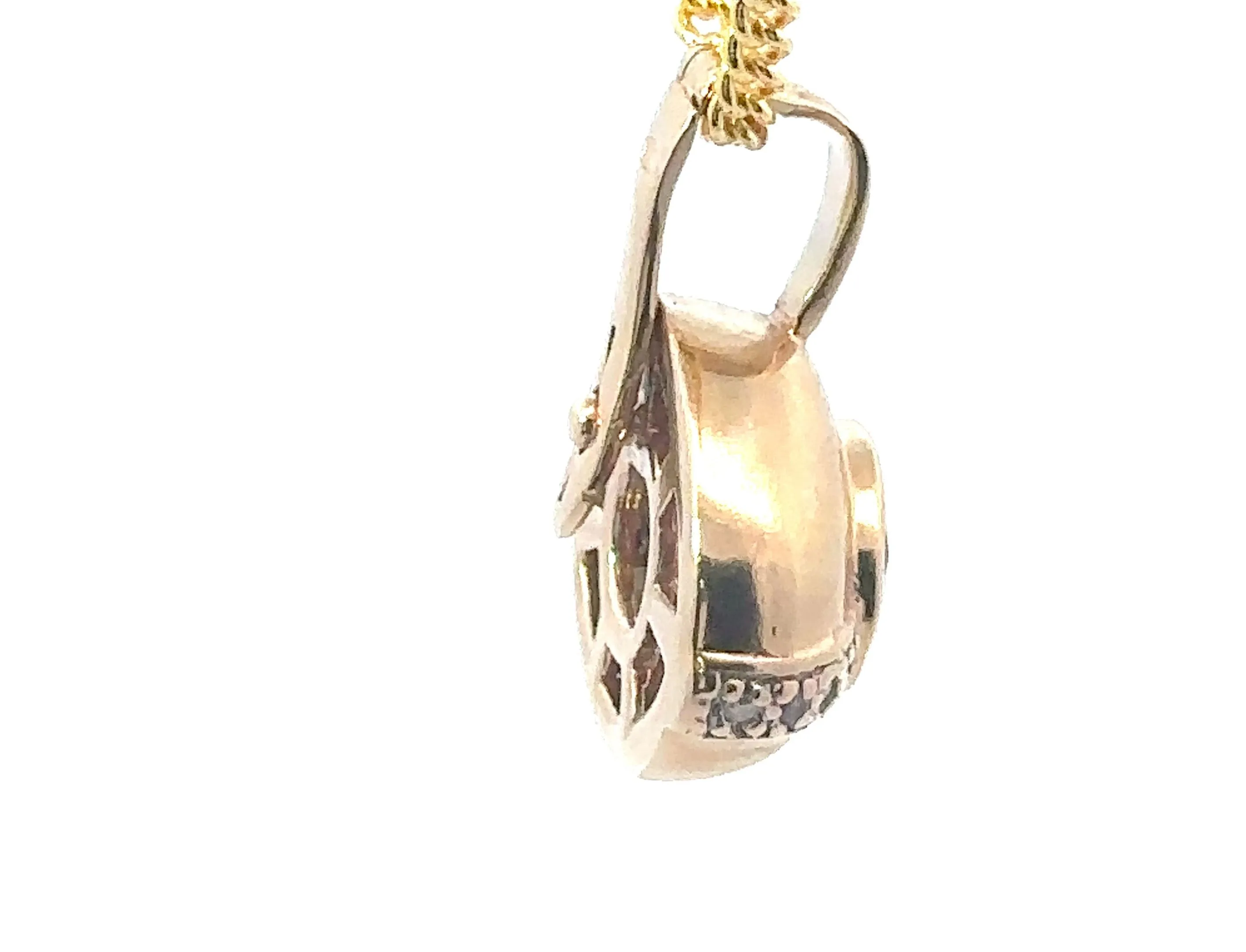 9ct Yellow Gold 9 stone Garnet & Diamond Pendant